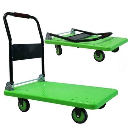 Quality  Heavy Duty 400kg Plastic Folding Platform Hand Trolley Cart Heavy Duty Durable Plastic Four Wheels Folding Pallet Tool Trolley Cart factory