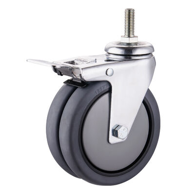 TPR Caster Wheels 75mm 100mm 125mm PU Industrial Twin Wheel Castors