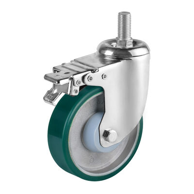 Aluminum Polyurethane Caster Wheels With Ball Bearings , Industrial Medium Heavy Duty Casters