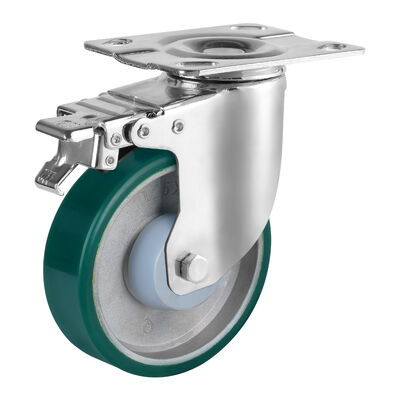 Aluminum Polyurethane Caster Wheels With Ball Bearings , Industrial Medium Heavy Duty Casters