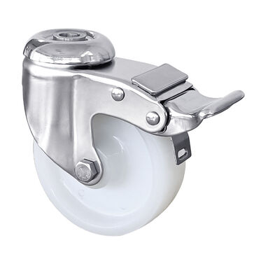 PA Stainless Steel Plate Casters Medium Duty Threaded Caster Wheels 75mm 125mm