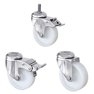 PA Stainless Steel Plate Casters Medium Duty Threaded Caster Wheels 75mm 125mm