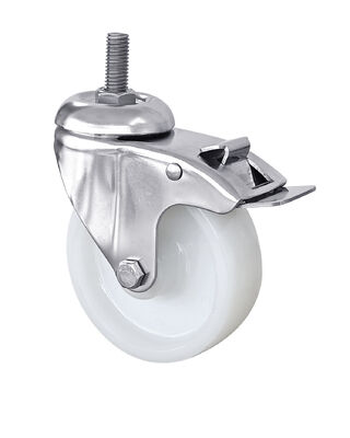 PA Stainless Steel Plate Casters Medium Duty Threaded Caster Wheels 75mm 125mm