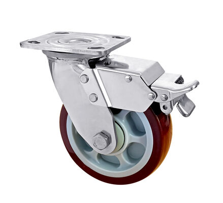 OEM ODM Stainless Steel Casters Heavy Duty Red Polyurethane Wheel Casters