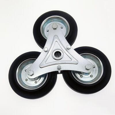 Rotella per scale in gomma nera da 160 mm con cuscinetto a rulli