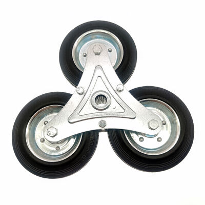 Ruota per scale in gomma nera da 125 mm con cuscinetto a rulli