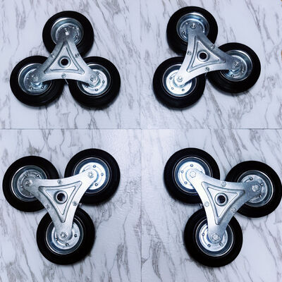 125mm Black Rubber Stair Climbing Wheel with Roller Bearing