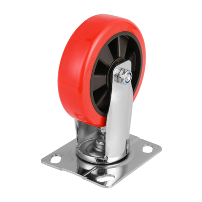 Medium Heavy Duty 80kgs Universal Smooth Running Red PU Polyurethane Caster Wheels for Trolleys