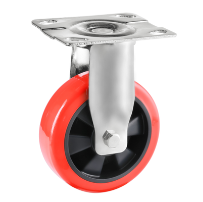 Medium Heavy Duty 80kgs Universal Smooth Running Red PU Polyurethane Caster Wheels for Trolleys