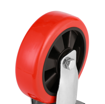 Medium Heavy Duty 80kgs Universal Smooth Running Red PU Polyurethane Caster Wheels for Trolleys