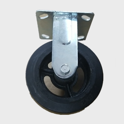 6" Roller Bearing Top Plate Stem Heavy Loading Trolley Industrial Swivel Cast Iron Black Rubber Castor Wheels
