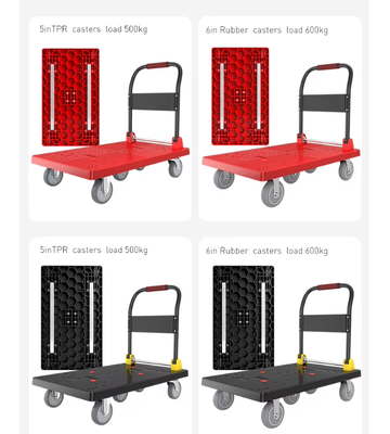 High Load Warehouse Transport Trolley 600kg  500KG Capacity Foldable Four Wheel Platform Customizable OEM Support