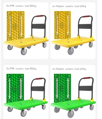 High Load Warehouse Transport Trolley 600kg  500KG Capacity Foldable Four Wheel Platform Customizable OEM Support