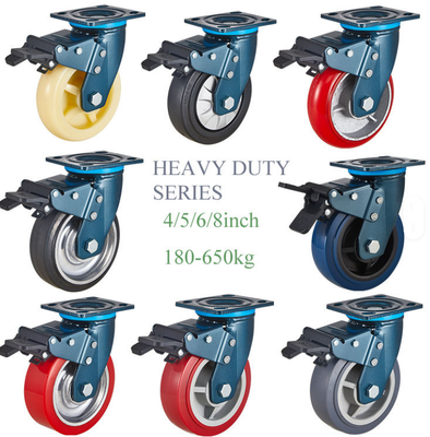 4/5/6/8 Inch Swivel Fixed White Locking Nylon Castor Industrial Diameter 125 mm Caster Wheels