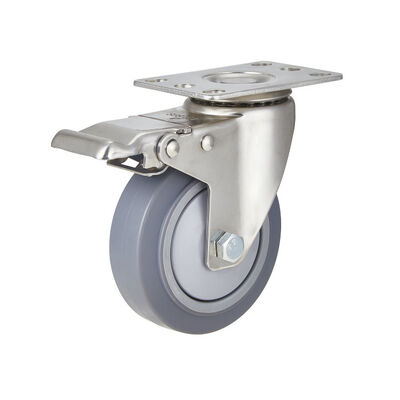 High Quality 90Kg Load Capacity Swivel Medium Duty Caster Running Wheels Stainless Steel Plate Caster Wheels
