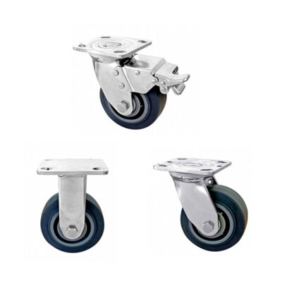 Source Factory Products Swivel Double Ball Bearing Heavy Duty 304 Stainless Steel TPR Caster Wheel