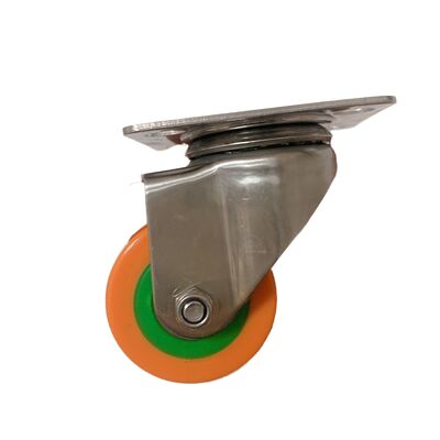 2 Inch Orange PU Industrial Caster Wheel with Double Ball Bearing 50mm Diameter and 150kg Load Capacity