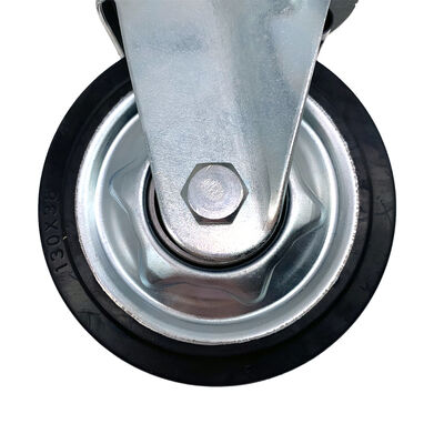 Double Ball Bearing 100 mm Japanese Heavy-Duty Steel Rim Elastic Rubber Wheel Swivel Caster