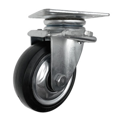 Double Ball Bearing 100 mm Japanese Heavy-Duty Steel Rim Elastic Rubber Wheel Swivel Caster