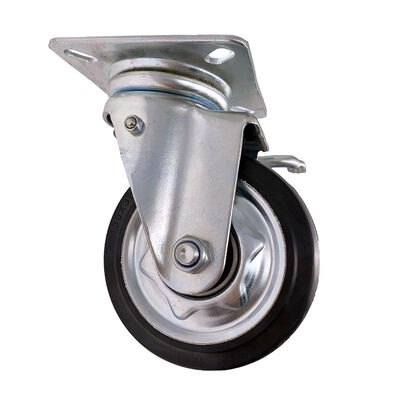 Double Ball Bearing 100 mm Japanese Heavy-Duty Steel Rim Elastic Rubber Wheel Swivel Caster