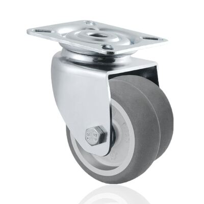 2 Inch TPR Twin Wheel Swivel Caster – Durable Double Wheel Trolley Caster for Smooth, Quiet Mobility