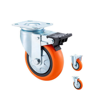 ล้อ PU รับน้ำหนักมากทนทาน – ตัวเลือกแบบหมุนและเบรกอุตสาหกรรมขนาด 4 นิ้ว