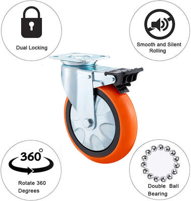 ล้อ PU รับน้ำหนักมากทนทาน – ตัวเลือกแบบหมุนและเบรกอุตสาหกรรมขนาด 4 นิ้ว