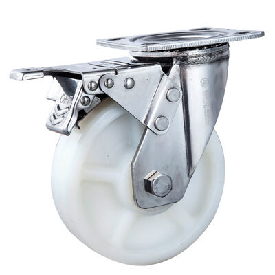 Περιστρεφόμενοι τροχοί από νάιλον βαρέως τύπου 4 / 5 / 6 / 8 ιντσών από ανοξείδωτο χάλυβα