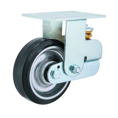 8 Inch Heavy Duty Industrial Automobile Cars Manufacturer Spring Loaded Shock-Absorbing Rubber Caster Wheel with Aluminum Core