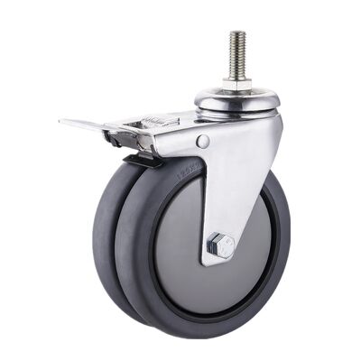 5 Inch Industrial M12 Screw-Type Dual Wheel Caster – TPR Wheel with PP Core
