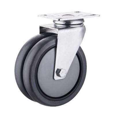 5 Inch Industrial M12 Screw-Type Dual Wheel Caster – TPR Wheel with PP Core