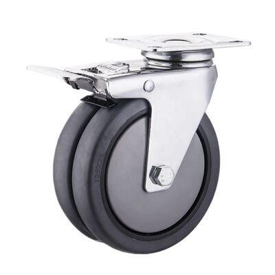 5 Inch Industrial M12 Screw-Type Dual Wheel Caster – TPR Wheel with PP Core