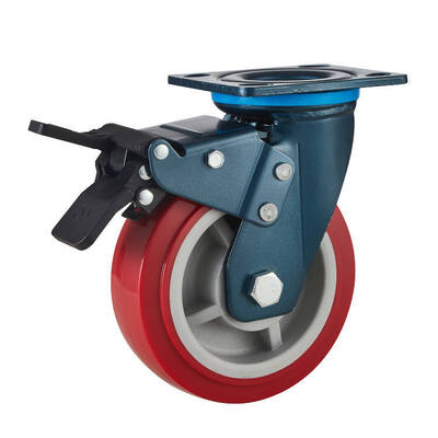 Ruedas giratorias de PU rojas de alta resistencia de 4/5/6/8 pulgadas para carro