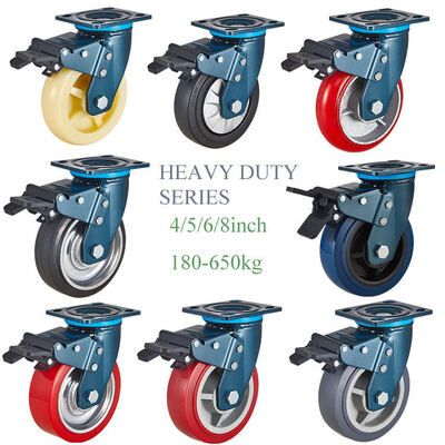 4 / 5 / 6 / 8 Inch Heavy Duty Non Marking Wear Resistant High Elastic Rubber Caster Wheels – Industrial Swivel Mobility Solution