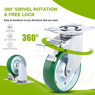 Industrial Steel Rim Cast PU Caster Wheels Heavy Duty Polyurethane Casters Shock Absorbing