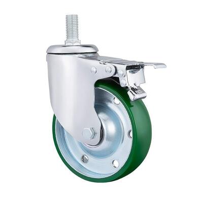 4 / 5 / 6 Inch Heavy Duty Steel Core Green PU Caster Wheels