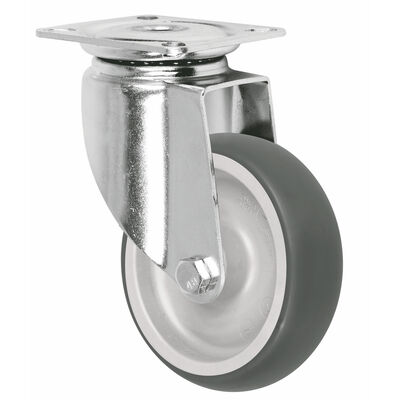 4-5 Inch Medium Duty TPR Caster Wheel Single Ball Bearing 100kg Load Capacity for Supermarket Equipment