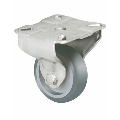 Grey Silent TPR Caster Wheels with Top Plate Mount and Locking Mechanism for Supermarket Trolleys
