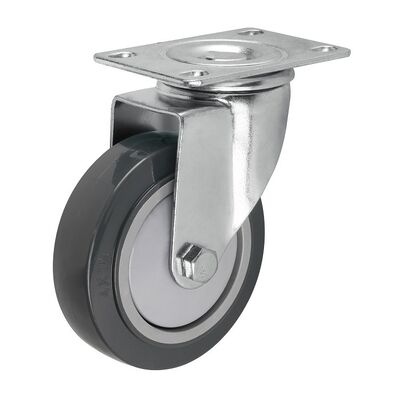 3 / 4 / 5 Inch Grey Swivel PU Caster Wheel Top Plate Medium Duty Logistics & Warehouse Trolley Casters