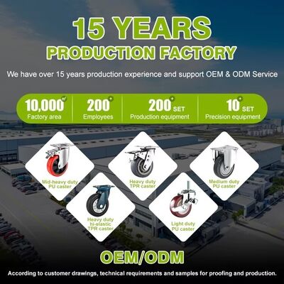 Rueda giratoria de polipropileno PP de servicio medio de 3-5 pulgadas con placa superior y freno para carritos industriales