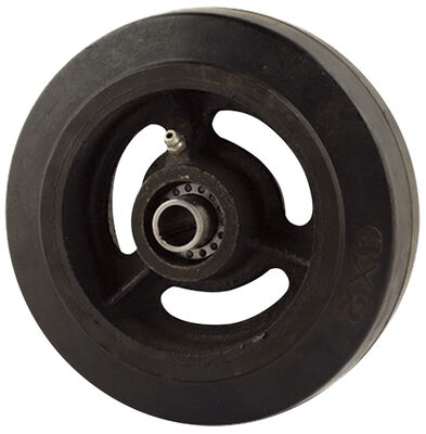 Βαρύ φορτίο 4 ίντσες χυτοσίδηρο πυρήνα καουτσούκ περιστρεφόμενο τροχό με κορυφή πλάκα και φρένο