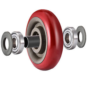 4-calowe, obrotowe, czerwone kółka z PU z hamulcem – obciążenie 300 funtów, odporne na zużycie, poliuretanowe kółka do mebli warsztatowych
