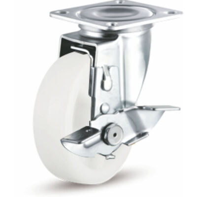 Roulettes pivotantes en polyuréthane à usage moyen de 4/5/6 pouces avec frein latéral - roulettes à plaque de capacité de charge de 120 à 180 kg