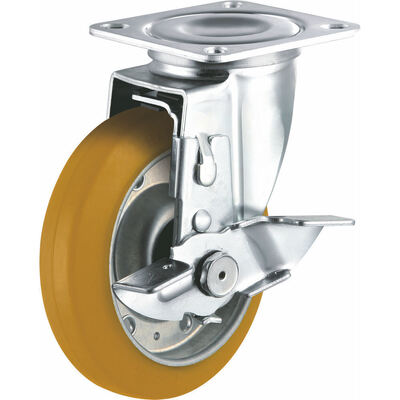 Roulettes pivotantes en polyuréthane à usage moyen de 4/5/6 pouces avec frein latéral - roulettes à plaque de capacité de charge de 120 à 180 kg