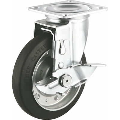 Roulettes pivotantes en polyuréthane à usage moyen de 4/5/6 pouces avec frein latéral - roulettes à plaque de capacité de charge de 120 à 180 kg