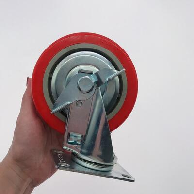 Medium Duty 3 / 4 / 5 Inch Red PVC Universal Caster Wheels with Single Ball Bearing