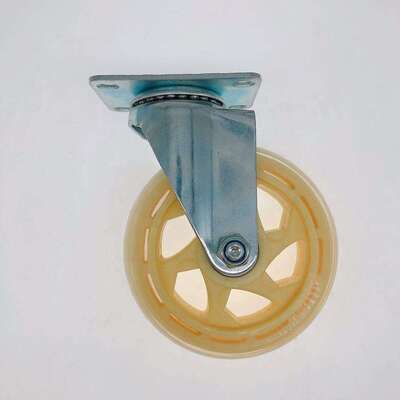 Roulette pivotante en PU transparent jaune de 5 pouces - Roulette de chariot universelle en polyuréthane 125 × 32 mm