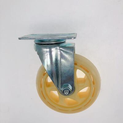 Roulette pivotante en PU transparent jaune de 5 pouces - Roulette de chariot universelle en polyuréthane 125 × 32 mm