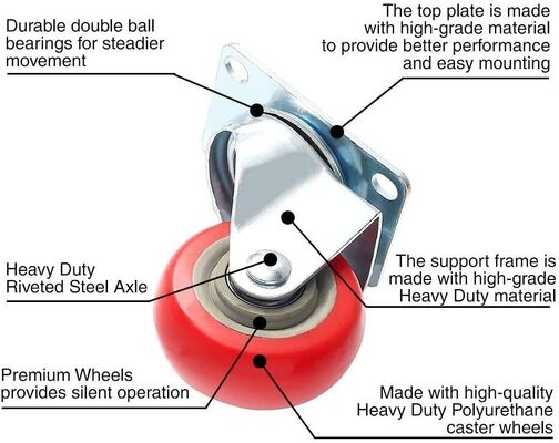 3 / 4 / 5 Inch Medium Duty Double Ball Bearing Swivel Caster Wheels ¢ Plastik PU/PVC/PP Universal Locking Furniture Casters