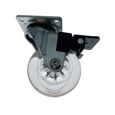 2 Inch Transparent Crystal PU Castors with Brake – Chrome Bracket Furniture Caster Wheels